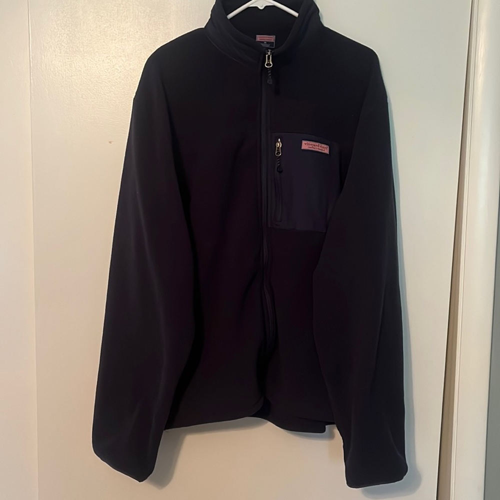 Vineyard Vines Mens Navy Blue Fleece Full Zip Jacket Mens XL